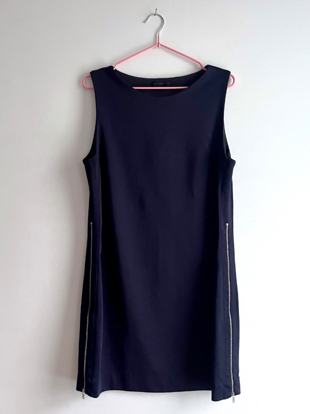 COS zippered shift dress in navy - Size M